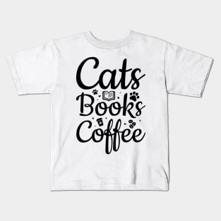 Cats Books Coffe  T-Shirt Kids T-Shirt